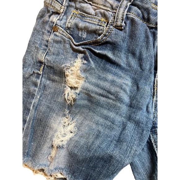 machine nouvelle mode distressed blue denim stretchy shorts M cotton beach boho - Picture 10 of 15